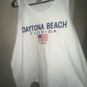 vintage Anvil brand tank top featuring "Daytona Beach Florida USA" patriotic Med